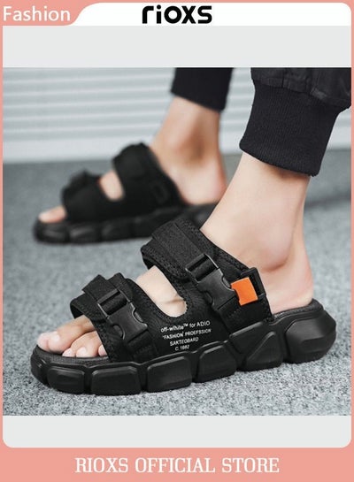 Buy Men's Casual Open Toe Water Sandal Breathable Non Slip Beach Sandals Sneakers Pool Slide Adjustable Flat Shoes With Back Strap in Saudi Arabia