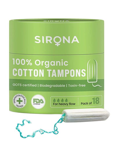 اشتري 100% Organic Cotton Tampons Heavy Flow 18'S في الامارات