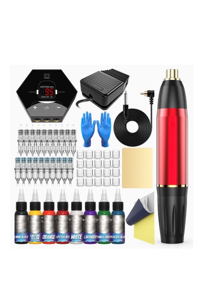 اشتري Tattoo Pen Set Professional Complete Tattoo Pen Set Rotating Tattoo Set for Beginners 20 Tattoo Cartridge Needles 8 Tattoo Inks في الامارات