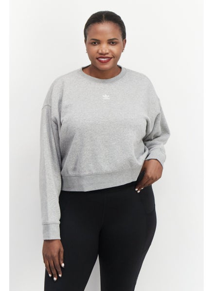 Buy Women Plus Size Embroidered Logo Outdoor Sweatshirts, Grey in UAE