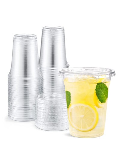 اشتري 100 Sets Clear 12 oz Plastic Cups with Lids في مصر