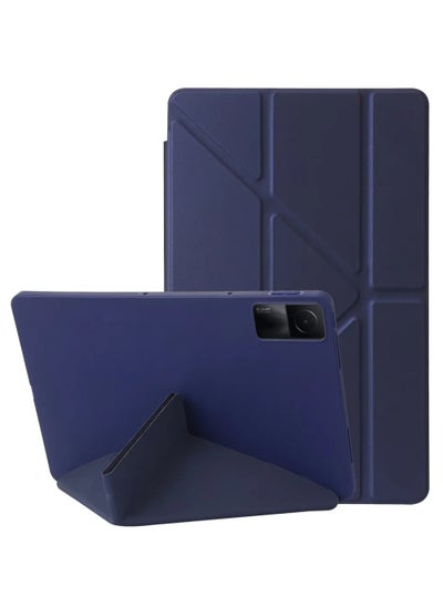 اشتري Ecosystem Smart Case For Xiaomi Redmi Pad SE 11 inch Tablet 2023 Cover with Pencil Holder, 5-in-1 Multiple Viewing Angles, Smooth Silicone Cover & Soft TPU Back, Auto Wake/Sleep, (Dark Blue) في مصر