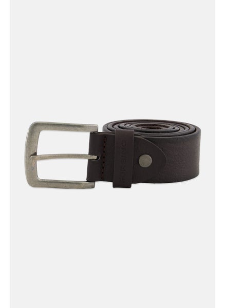 اشتري Men Solid Leather Buckle Closure Belt, Dark Brown في الامارات