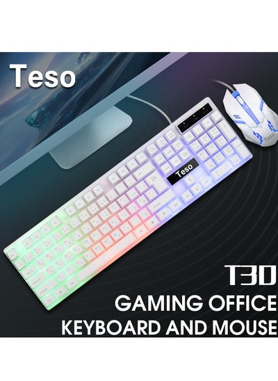 Buy White gaming mouse and keyboard 30 TESO-T in Saudi Arabia