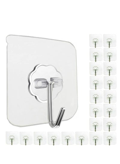 Buy Home Care Wall  20 Pc Hooks for Hanging Heavy Duty Self Adhesive Hooks, Waterproof Clear Adhesive Hooks for Home Bathroom Kitchen - Hanging Keys, Coat in UAE