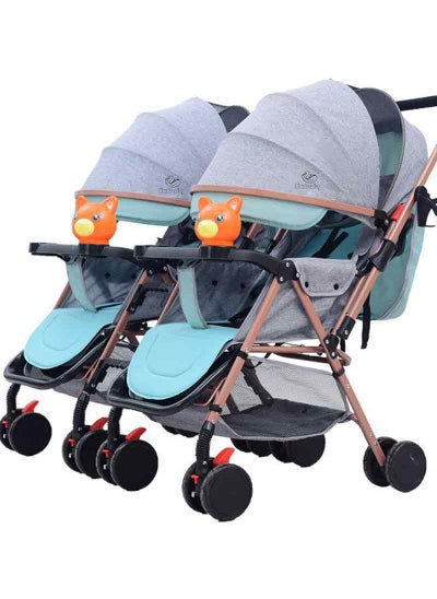 اشتري Breathable and Convenient Comfortable Sitting and Lying Twin Baby Stroller في السعودية