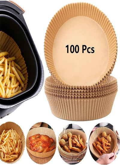 اشتري 100 Pcs Air Fryer Disposable Paper Liner Oil Resistant and Waterproof, Food Grade Parchment Paper for Baking Microwave في السعودية