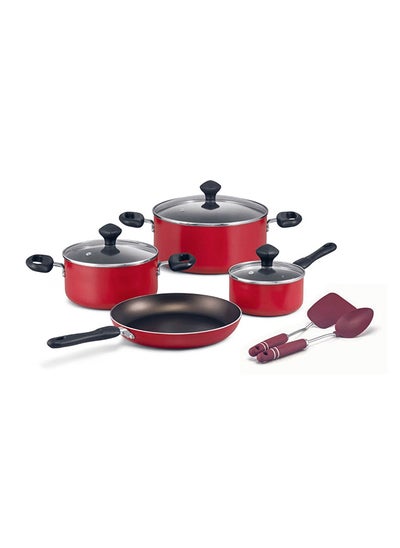 اشتري Prestige 9-Piece Non-Stick Cookware Set | Pots and Pans Set for Kitchen | Non-Stick Aluminium | PR22430 - RED في الامارات