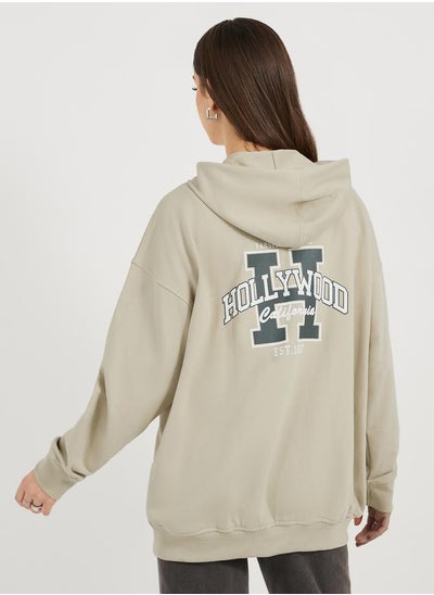 Buy Oversized Longline Zip Through Slogan Hoodie in Saudi Arabia