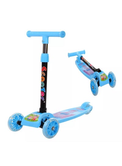 Buy Folding Kick Scooter 3 Wheels Height Adjustable with Comfortable Non-slip Handle for Unisex Kids in Saudi Arabia