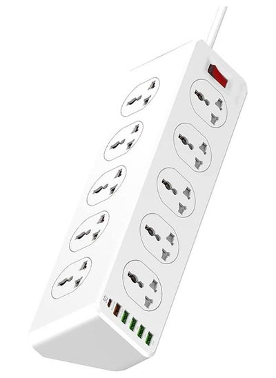 اشتري Socket Extension, 10-Socket Power Strip, Multifunctional Fast Charging Port, 2-Meter Power Cord في السعودية