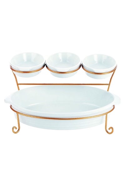 Buy 2 Tier Oval Baker set with Gold Stand in UAE