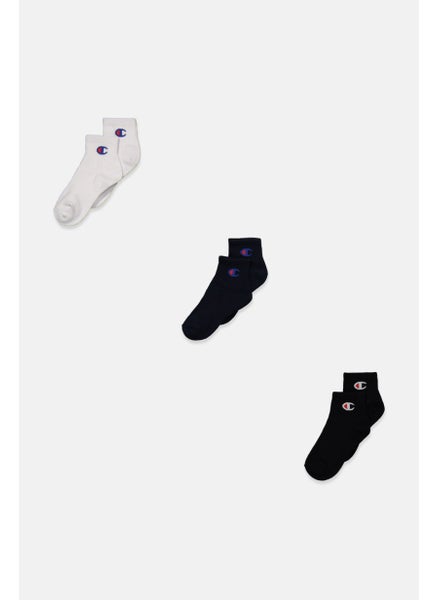 Buy Kids Boy 3 Pairs Low Cut Socks, Navy Blue and White Combo in UAE