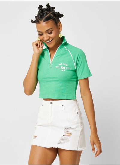 Buy Half Zip Cropped Tshirt in UAE