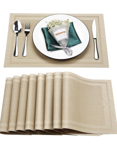 Buy Placemats Set of 6 Heat Resistant Table Mats 45*30cm Placemats Washable Placemats for Kitchen Dining Table Non-Slip PVC Table Mats Place Mats for Dining Table, Woven Vinyl Dinner Mats in Saudi Arabia