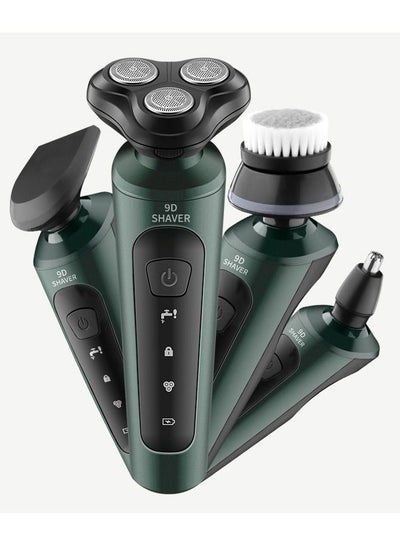 Buy 4 in 1 Mens Electric Shaver Washable Razor Multifunctional Beard Trimmer Rotary Shaver Cordless Sideburn Trimmer Nose Trimmer Facial Cleasing Brush Wet Dry Shaver in Saudi Arabia