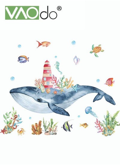 Buy Printed Wall Sticker Painted Children'S Whale Castle Children'S Room Decoration Pvc Waterproof Wall Sticker Porch Bedroom Living Room Decoration Wall Sticker in UAE