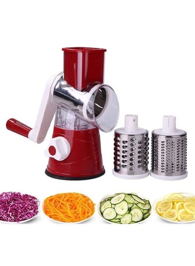 Buy Multi-Function Rotary Grater Vegetable Cutter Red in Saudi Arabia