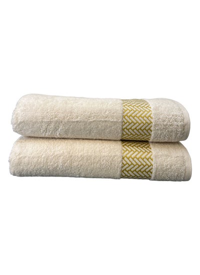 Buy 02 Piece Bath Towel Set , 500 GSM 100% Cotton Terry, 02 Face Towels Quick Dry Super Absorbent 70x140 cm in Saudi Arabia