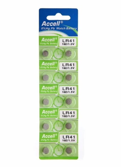 Buy 10-Pieces Accell AG3 LR41 (192) Alkaline 1.5V Batteries in UAE