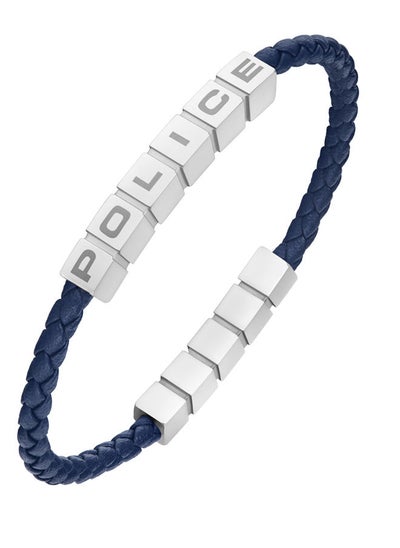 Buy Police Crosschess Blue & Silver Leather & Stainless Steel Gents Bracelet - PEAGB0005017 in Saudi Arabia