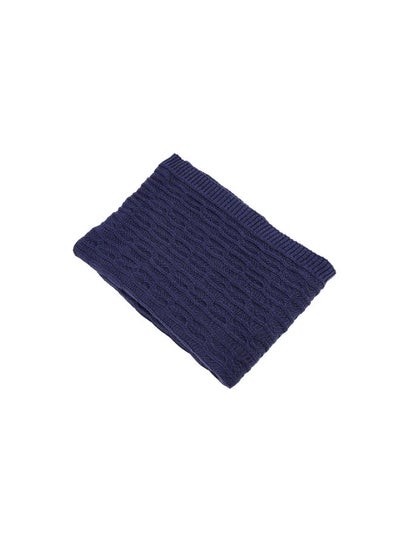 اشتري Brod Cable 100% Cotton Knitted Throw Dark Blue 130X170 Cm في السعودية