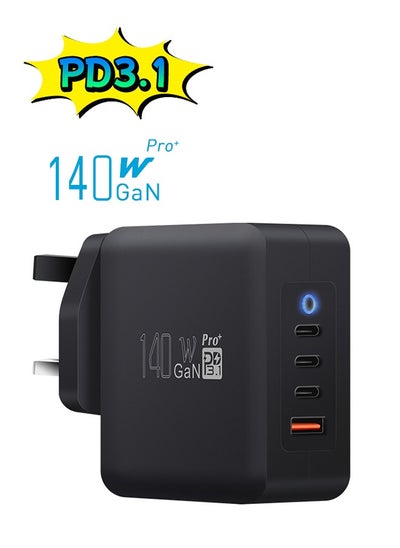 اشتري PD3.1 -140W USB C Charger 3-Port GaN Laptop Charger Type C Travel Wall Charger for MacBook Pro/Air, DELL, HP, iPad Pro, iPhone 15 Pro Max, Galaxy S24 Ultra, Steam Deck,Chromebook في الامارات