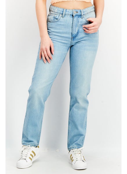 Buy Women Regular Fit Washed Non Stretchable Denim Jeans, Light Blue in UAE