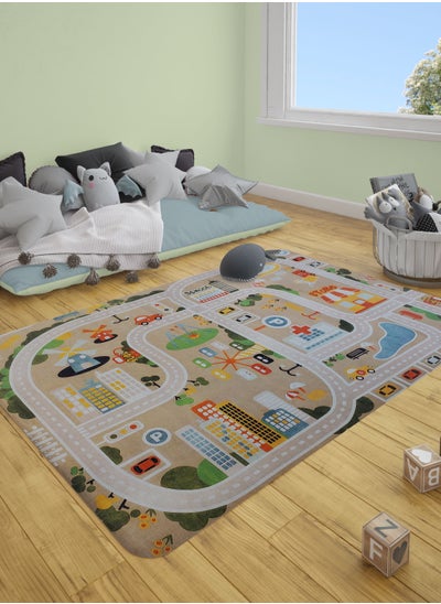 Buy Town City Road Traffic Floor Kids Play Mat Non-Slip Playmats Educational Map Rugs 150x200 cm in UAE