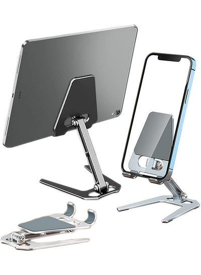 Buy Adjustable Cell Phone Stand,aluminium alloy Desktop Phone Dock Holder Compatible with Phone 13 12 11 Pro Xs Xs Max Xr X 8, iPad Mini, Nintendo Switch, Tablets (7-10"), All Phones Silver in UAE