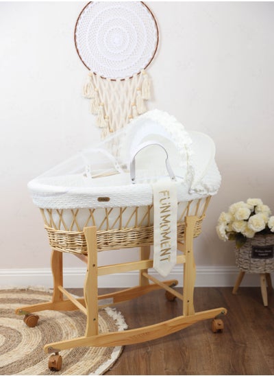 Buy Moses Basket Cot With Wheels Stand (off white) in Saudi Arabia