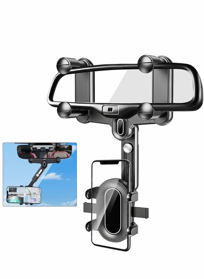 Buy Rear View Mirror Phone Holder for Car 360° Rotatable and Retractable Universal Mount, Cell iPhone 11 12 13 14 Pro Max Samsung in UAE