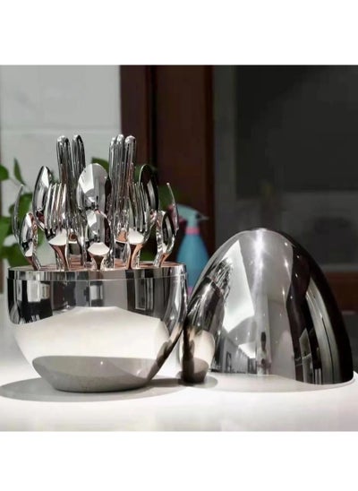 اشتري Premium Cutlery Set 24 Pcs with Oval Shaped Stand Beautiful Stylish Oval Designed Cutlery Sets في مصر