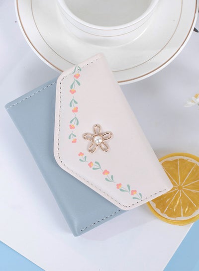 Buy Fresh Flower Printed Ladies Flap Trifold Short Wallet for Women Card Holder Money Bag for Dating and Commute 10.5*8*1.5cm in Saudi Arabia