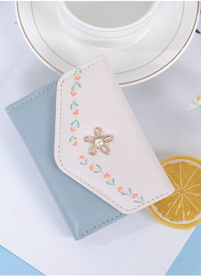 Buy Fresh Flower Printed Ladies Flap Trifold Short Wallet for Women Card Holder Money Bag for Dating and Commute 10.5*8*1.5cm in Saudi Arabia