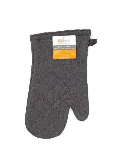 Buy Heat-Resistant Ergonomic Terry Lined Cotton Oven Mitt Grey 17.2 x 30.9 x 2.8 cm 6004-1418 in Saudi Arabia