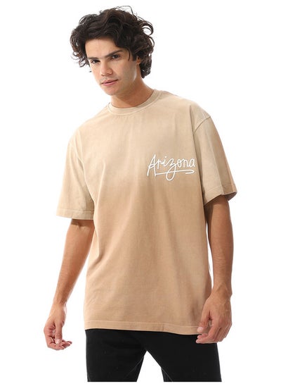 Buy Gradient Beige With Decorated Badge T-Shirt in Egypt