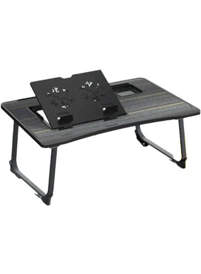 Buy XL-CSZDZ Folding & Portable Laptop Table Non Slip Surface With Built In Cupholder & Storage Shelf for Bed Couch & Sofa Black in UAE