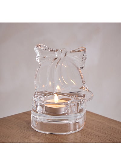 Buy Ezra Clear Glass Tealight Candle Holder 8 x 10.2 x 7 cm in UAE