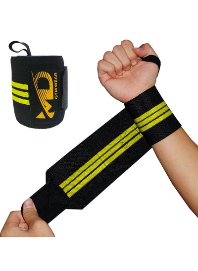 Buy Wrist Support Wraps for Weightlifting, Fitness & Gym Workouts 2Pcs, Yellow in Egypt
