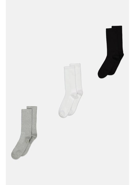 اشتري Men 3 Pairs Solid Crew Sport Socks, Black/White/Grey في الامارات