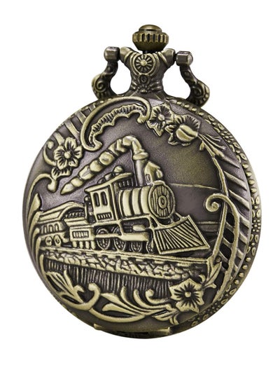 Buy Pocket Watch Steam Train Quartz Fob Watch for Men Women with Chain, Bronze in UAE