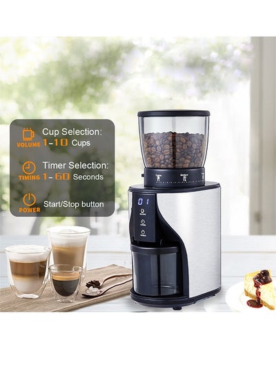 Buy Electric Coffee-Bean Grinder With Stainless Steel Blade, Adjustable Burr Grinder, 31 Precise Grind Settings, Suitable for 1-10 Cups, Black in Saudi Arabia