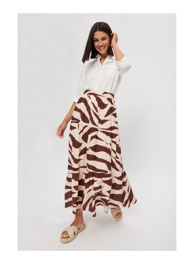 Buy Zebra Print Tiered Midi Skirt in UAE