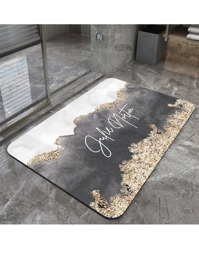 Buy 1-Piece Bathroom Marble Super Water Absorbent Pattern Rug Anti-Slip Floor Mat Diatom Mud 60x40 cm in UAE