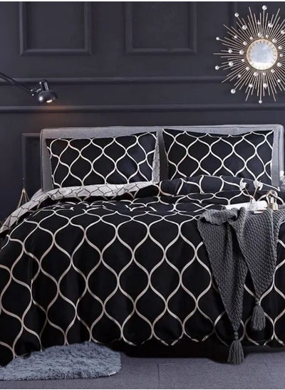 اشتري Variance Sizes Geometric Pattern Duvet Cover Set Black color Bedding Set في الامارات