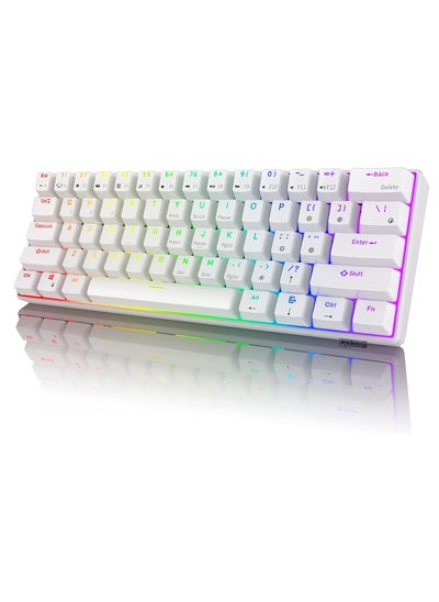 Buy RK61 Three Mode 2.4Ghz Wireless/Bluetooth/Wired 60% Mechanical Keyboard, 61 Keys RGB Brown Switch Gaming Keyboard With Software For Win/Mac in UAE