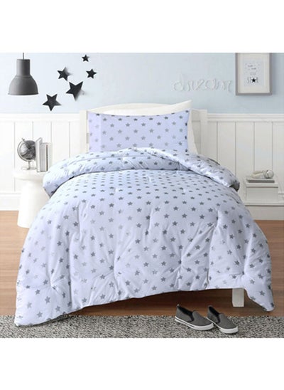 اشتري Stars 2-Piece Comforter Set 135X220cm-Metallic Silver في الامارات