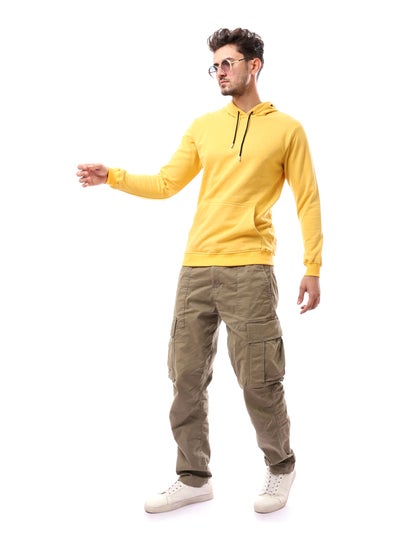 Buy Slip On Cotton Regular Fit Hoodie_Yellow in Egypt