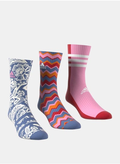 Buy Pack of 3 - Printed Logo Detail Crew Socks in Saudi Arabia